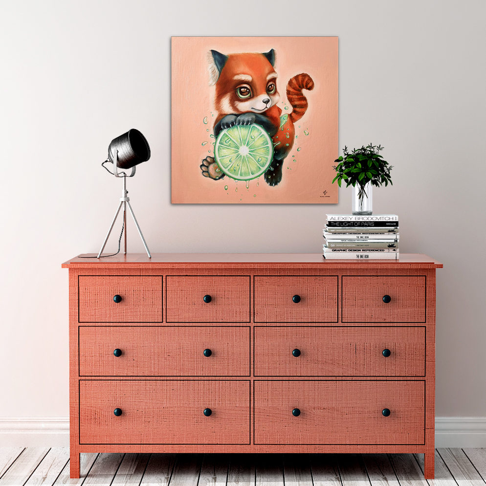 Õlimaal Punane pandalaim Alisa Vasina maal ruumis