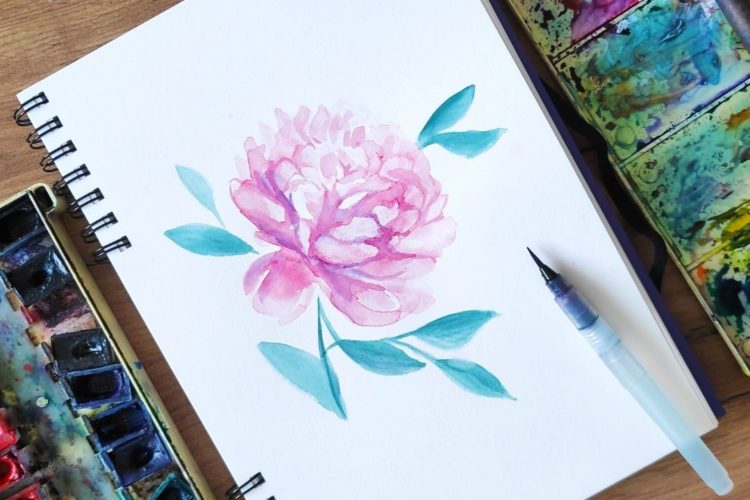 Pojengid akvarellmaal