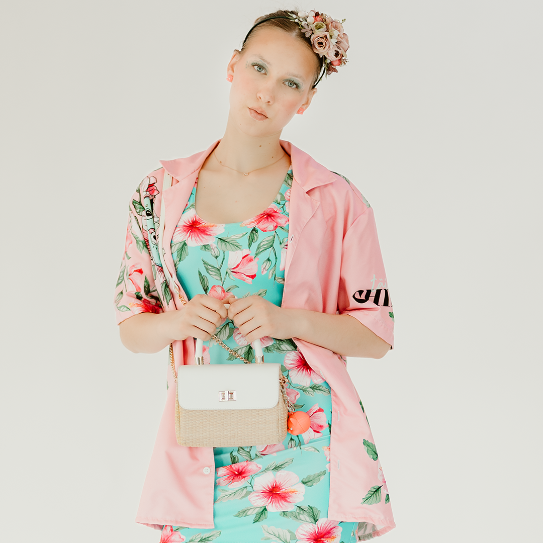 Lühikeste varrukatega nööpsärk Hibiskass front