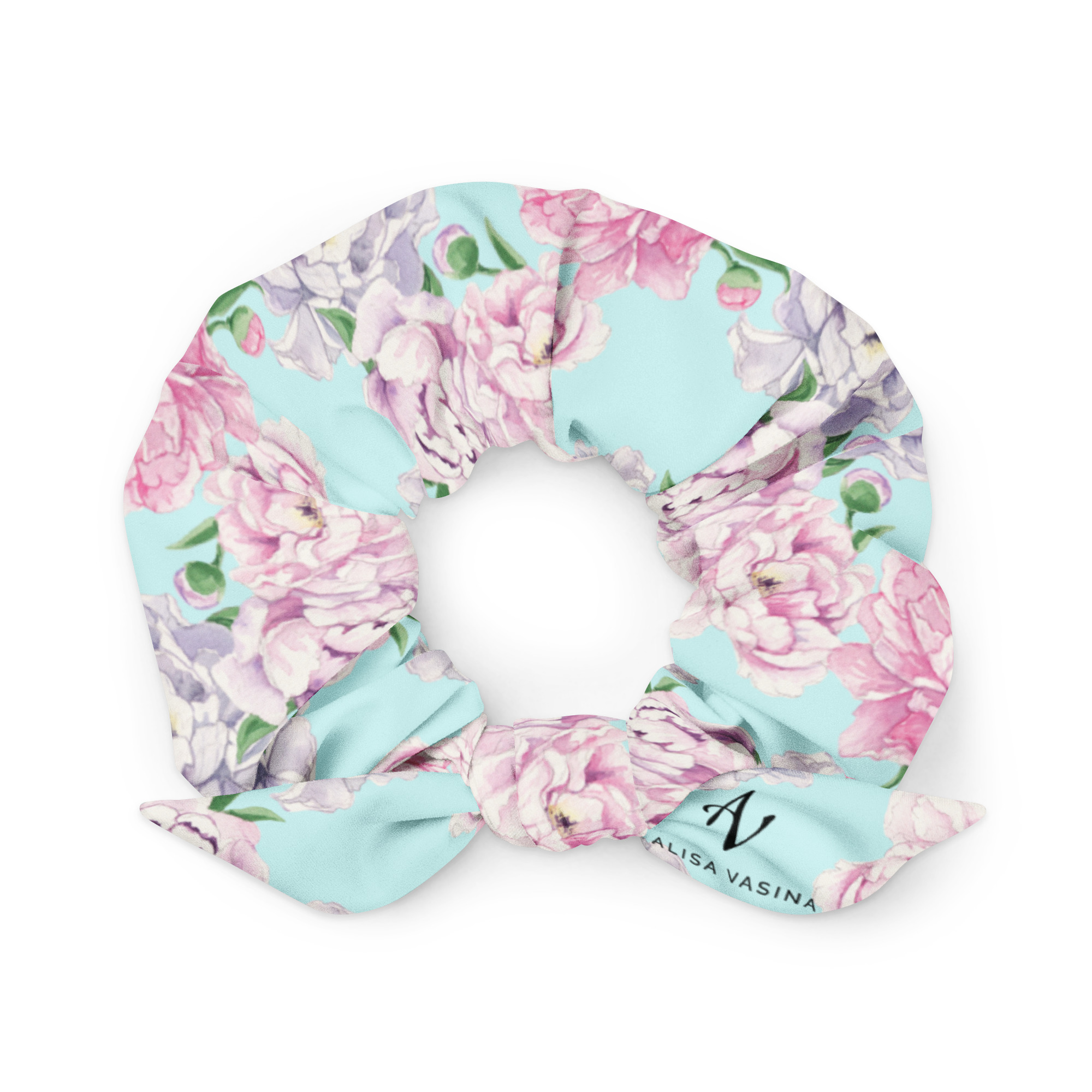 all-over-print-recycled-scrunchie-white-front-684c2cf3983b7.jpg Juuksekumm Pojengid