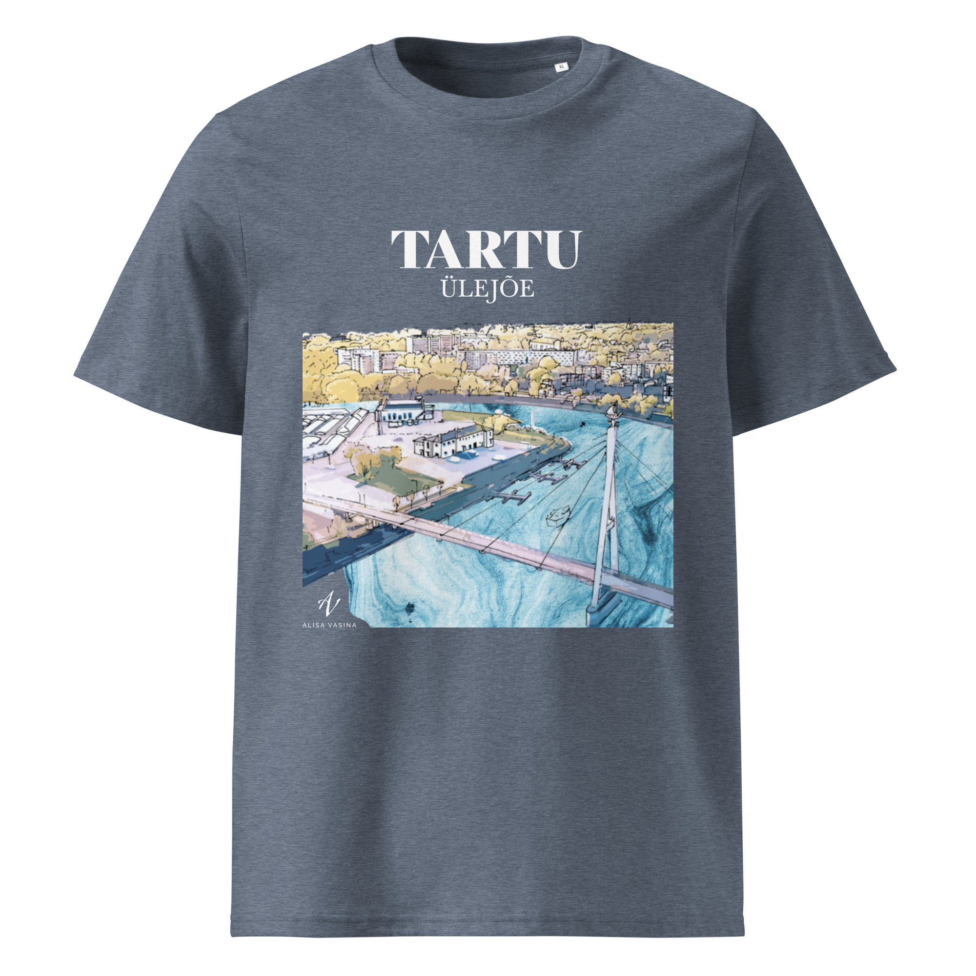 unisex-organic-cotton-t-shirt-dark-heather-blue-front-6857b4dcd2c47.jpg T-särk Ülejõe