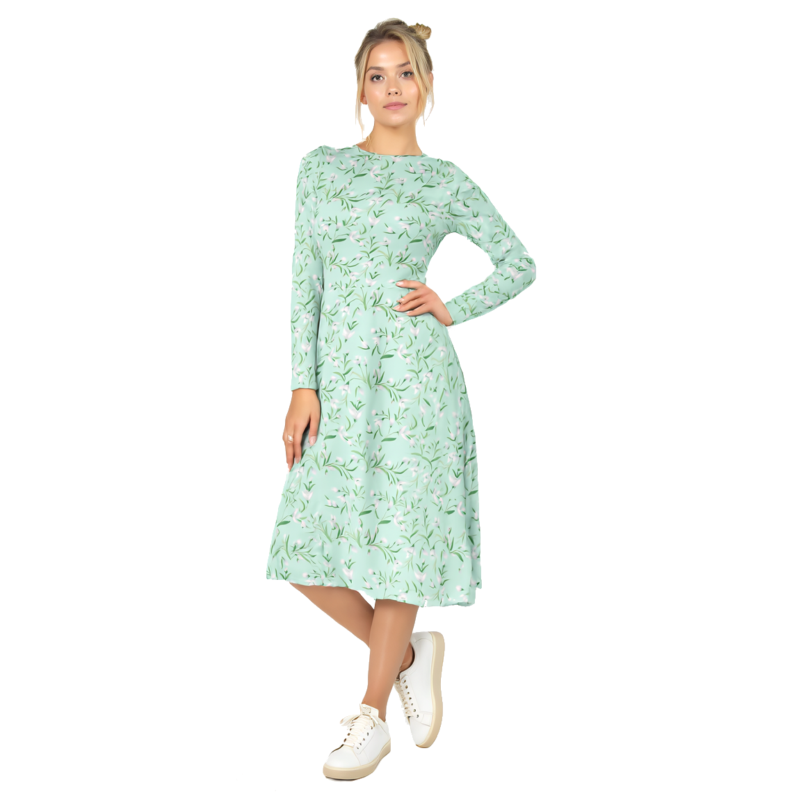 Lumikelluke midi kleit modellil eest Taskutega midikleit lumikelluke