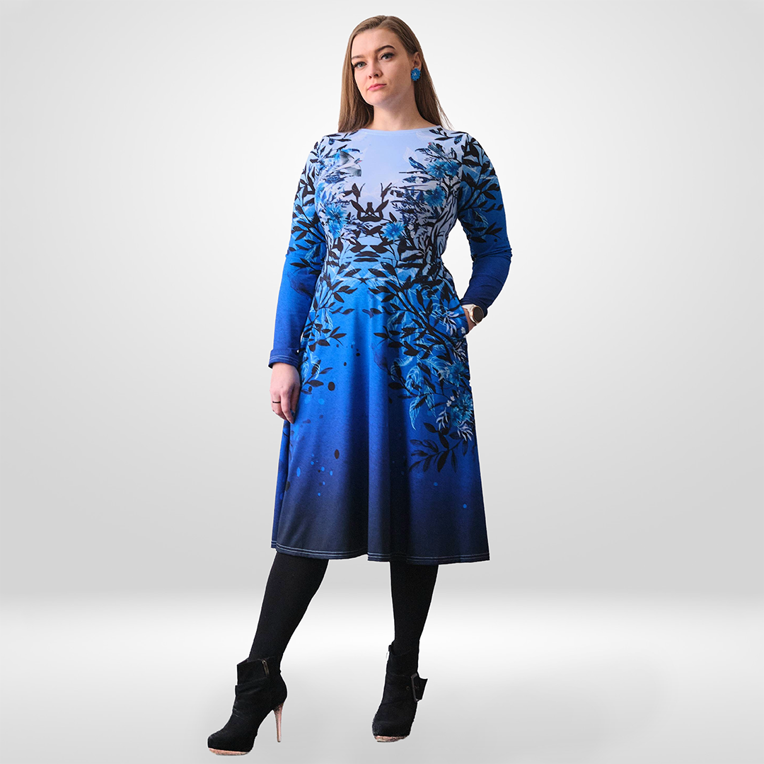 Taskutega midikleit Sügavsinine